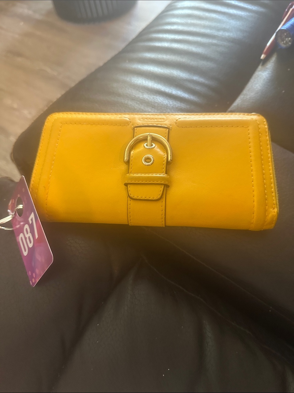 Coach Yellow Leather Buckle Wallet - Picture 9 of 9